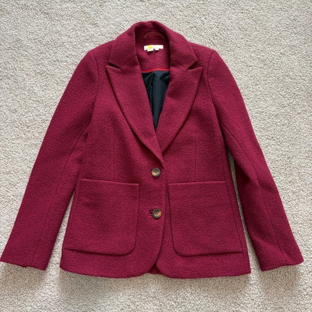 Boden Marylebone Textured Blazer Womens 4 Burgundy Red Classy Professional